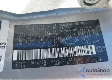 2023 Toyota Camry Xse from USA, damaged, VIN 4T1K61AK4PU093990